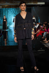 Black Georgette Embroidered Jacket Set